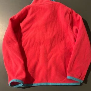 Lands' End Kids Fleece Sweatshirt - Pink with Blue Trim